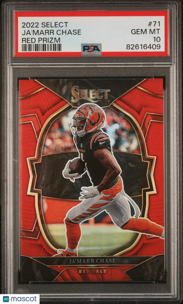 2022 Panini Select Ja'marr Chase #71 Red Prizm PSA 10
