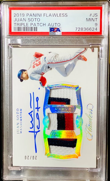 Juan Soto Flawless Auto Triple Patch 3 Color PSA 9 POP 1 20/20