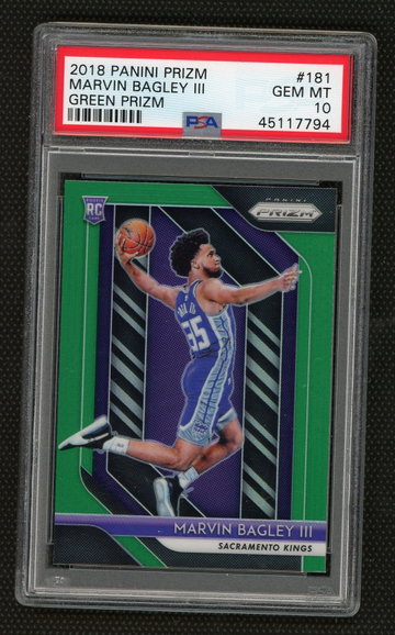 Marvin Bagley 2018 Panini Green Prizm Rookie PSA 10