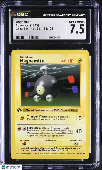 1999 Pokemon Base Set Magnemite 1st Edition CGC 7.5 #53/102