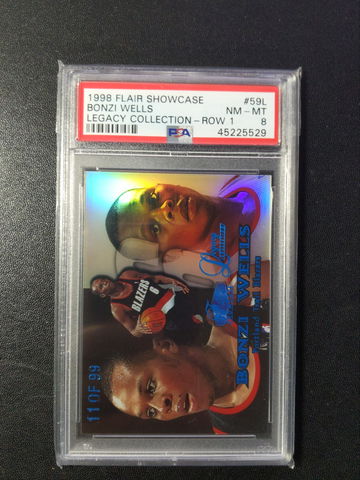  1998 Flair Showcase Row 1 #59L Legacy Bonzi Wells PSA 8