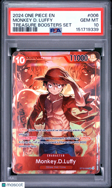 2024 One Piece Promos Treasure Boosters Set Monkey D. Luffy Treasure Boosters Set PSA 10 #006