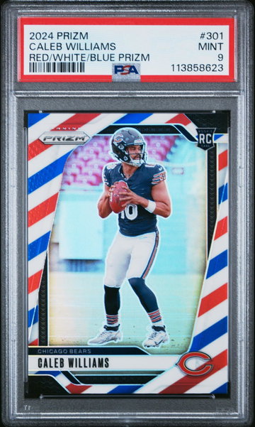 2024 Panini Prizm Red White Blue Prizm Caleb Williams #301 PSA 9