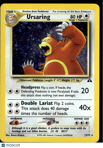 2001 Neo Discovery Ursaring Holo Rare #15/75