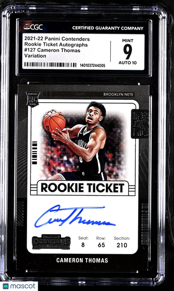 2021 Contenders Cameron Thomas #127 Variation Rookie Base Set CGC 9 Auto 10