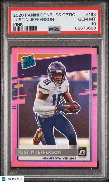 2020 Panini Donruss Optic Justin Jefferson #163 Pink Rookie PSA 10