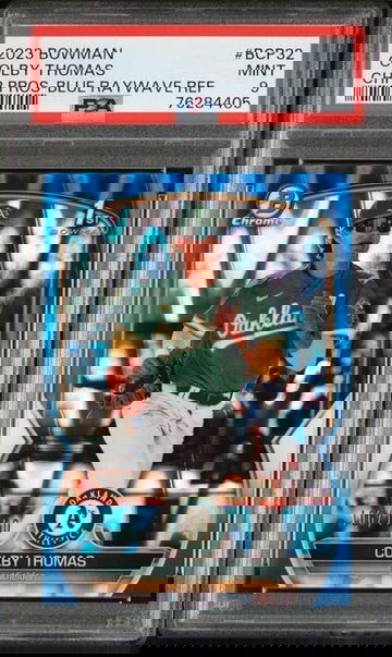 2023 Bowman Chrome #BCP32 COLBY THOMAS Blue Raywave Refractor #d /150 PSA 9 MINT