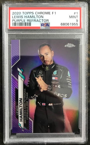 2020 Topps Chrome F1 Formula 1 Lewis Hamilton Purple Refractor Portrait #1 /399 psa9