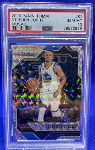 2016-17 Panini Prizm Mosaic Silver Stephen Curry #81 PSA 10 GEM MINT Warriors