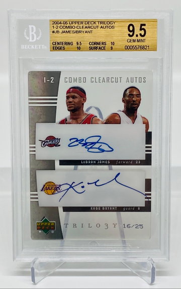 Lebron James Kobe Bryant Dual On Card Auto #16/25 with 10 sub-grades/10 Autos 