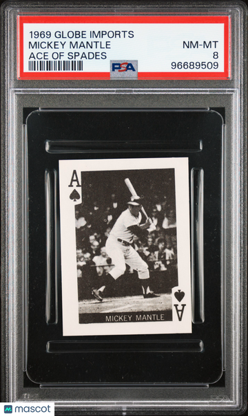 1969 Globe Imports Playing Cards Mickey Mantle Ace Of Spades PSA 8
