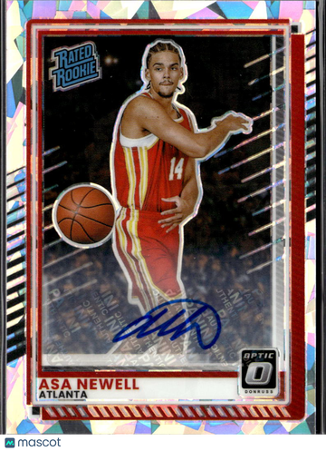 Asa Newell 2025 Panini Donruss Optic Prizm Auto Red Cracked Ice Atlanta Hawks