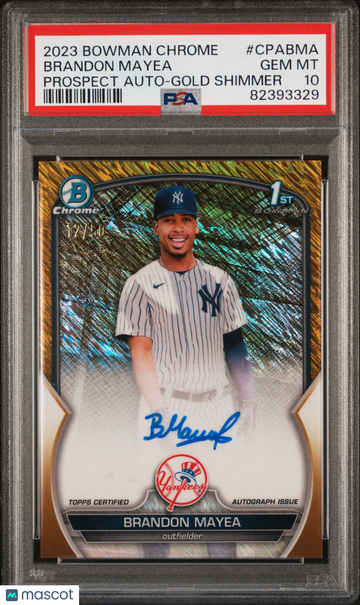 2023 Bowman Chrome Prospect Autographs Brandon Mayea #CPABMA Gold Shimmer PSA 10
