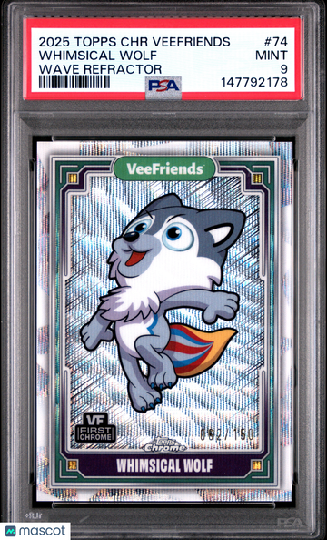 2025 Topps Chrome Veefriends Whimsical Wolf #74 Wave Refractor PSA 9
