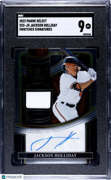 2023 Panini Select Jackson Holliday #SSS-JH Swatches Sigs. SGC 9