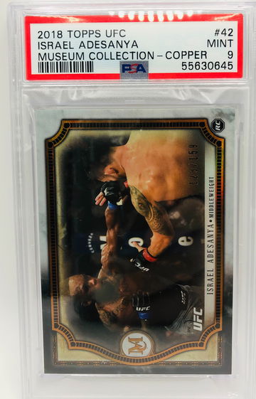 2018 UFC Topps Museum Collection Israel Adesanya RC Copper #128/159 PSA 9 Pop 6 & only 5 PSA 10