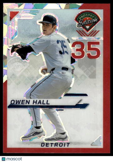 2025 Panini Prospect Edition Owen Hall #90 Holo Prospect Ticket - Red Ice