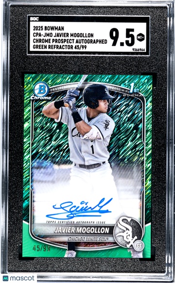 2025 Bowman Javier Mogollon #CPA-JMO Chrome Prospect Autograph Green Refractor SGC 9.5