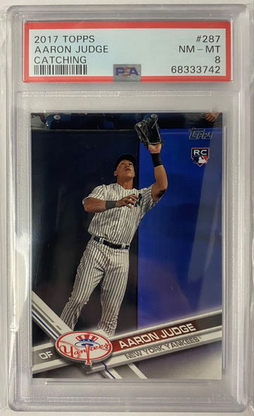 PSA 8 2017 Topps Aaron Judge Catching Rookie