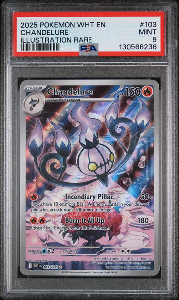 2025 White Flare - Wht En - English Illustration Rare Holo Chandelure #103 PSA 9