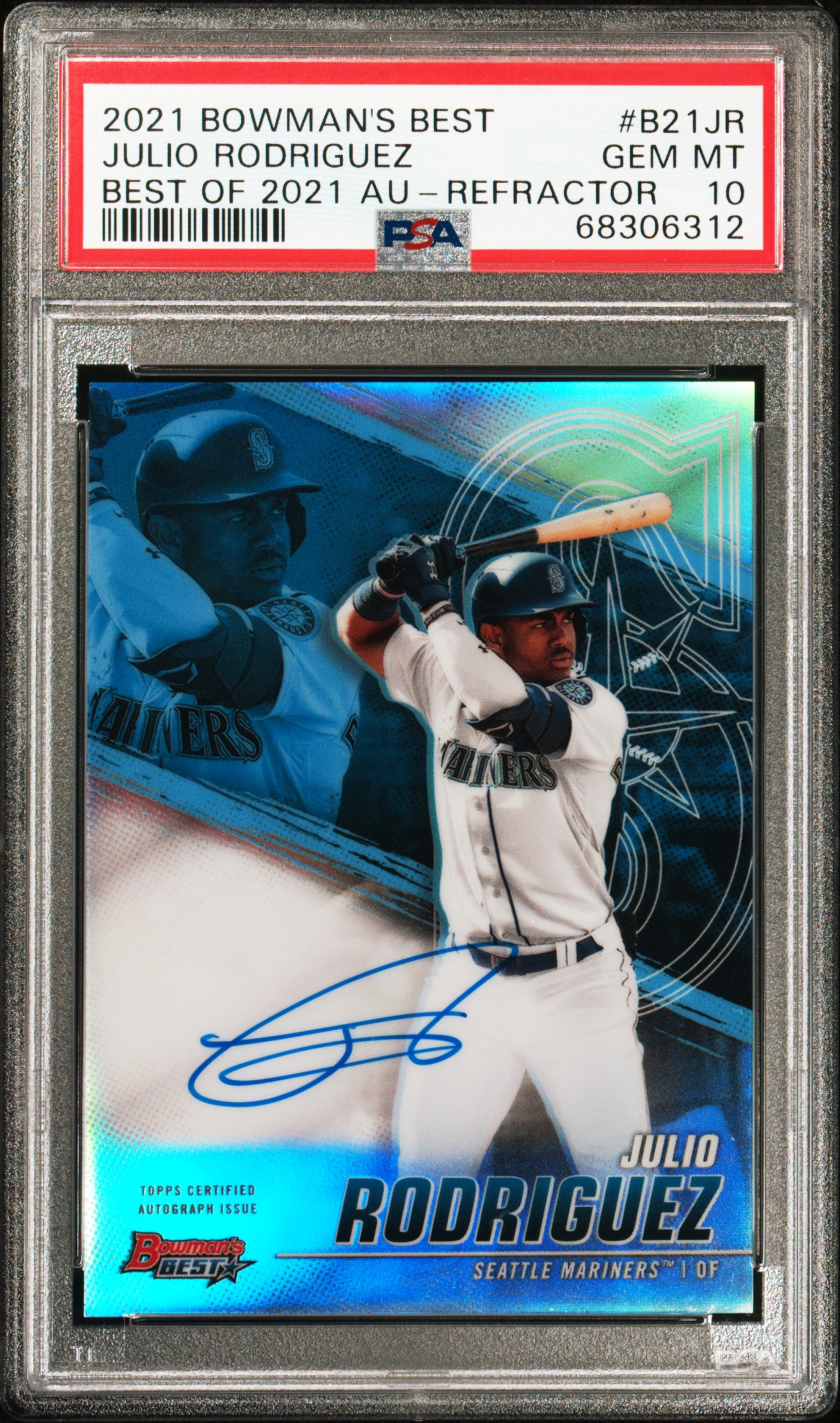 2021 Bowman's Best Autographs Julio Rodriguez #B21JR REFRACTOR PSA 10
