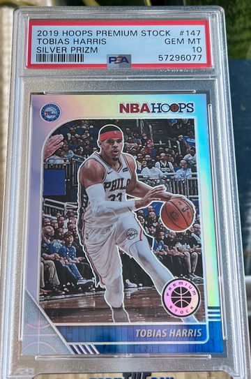 2019 NBA Hoops Premium Stock - Tobias Harris #147 SILVER PRIZM - PSA 10 Gem Mint.   Pop 1