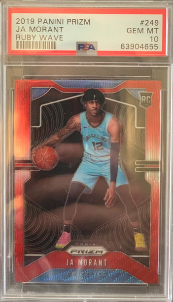 2019-20 Panini Prizm Ruby Wave Ja Morant PSA 10