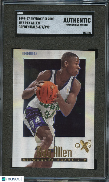 1996 Skybox E-X 2000 Ray Allen #37 Credentials 499 Rookie SGC A