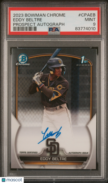 2023 Bowman Chrome Prospect Autographs Eddy Beltre #CPAEB PSA 9