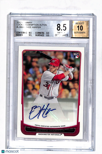2012 Bowman Lucky Redemption Autographs Bryce Harper #L3BH BGS 8.5 Auto 10