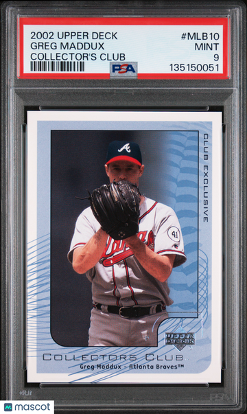 2002 Upper Deck Collector's Club Greg Maddux #MLB10 PSA 9