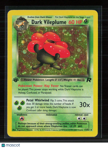 2000 Team Rocket Dark Vileplume Holo Rare 1st Edition #13/82