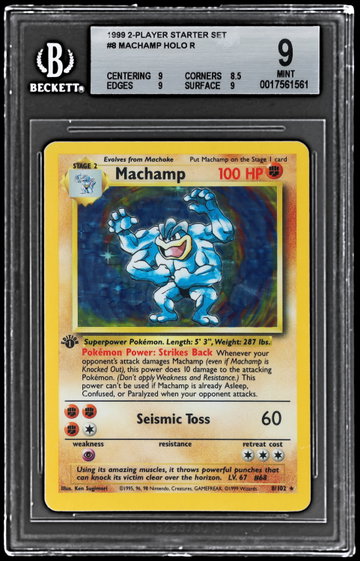 1999 Pokemon 2 Player Starter Set Machamp Holo BGS 9