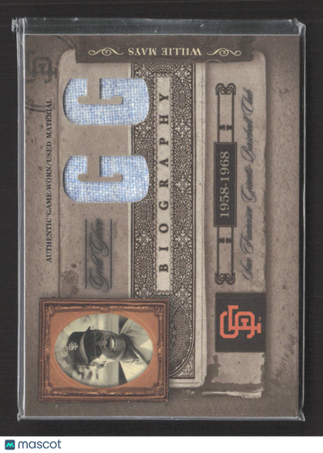 2005 Donruss Playoff Biography Gold Glove Willie Mays GG-1 Game-Worn Material San Francisco Giants