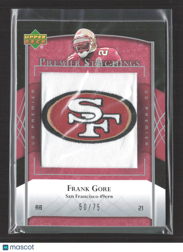 2007 Upper Deck UD Premier Premier Stitchings Frank Gore #PS-35 /75 Manufactured Patch