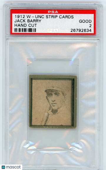 1912 W-Unc Strip Cards Hand Cut Jack Barry PSA 2