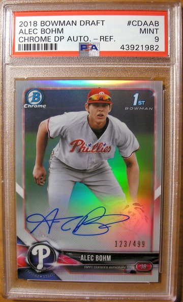 Alec Bohm 2018 Bowman Chrome Draft Refractor Auto /499 PSA 9