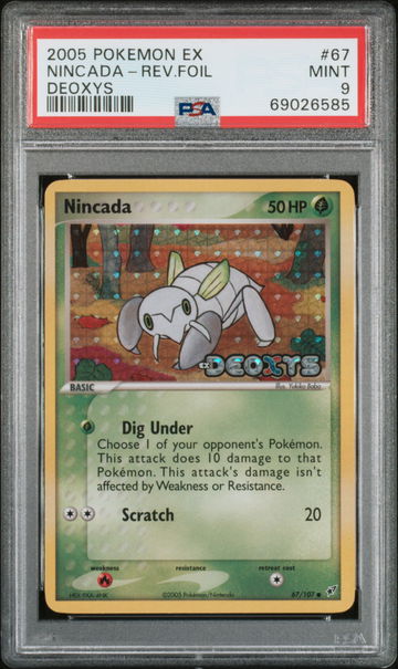 2005 Pokemon Ex Deoxys Reverse Holo Nincada #67 PSA 9