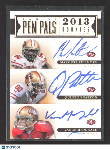 2013 Panini Pen Pals Quinton Patton Marcus Lattimore Vance McDonald #12