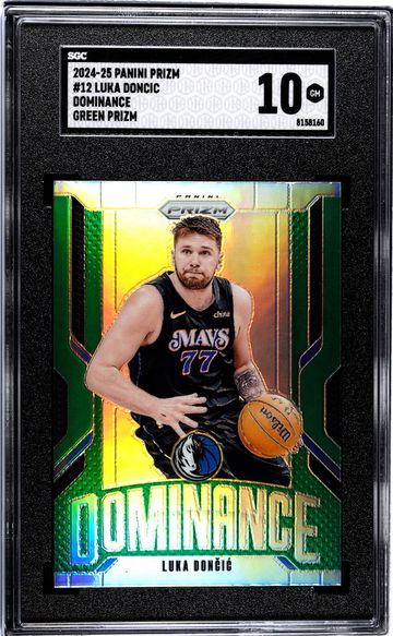 2024-25 Panini Prizm #12 Luka Doncic Dominance Green Prizm SGC 10