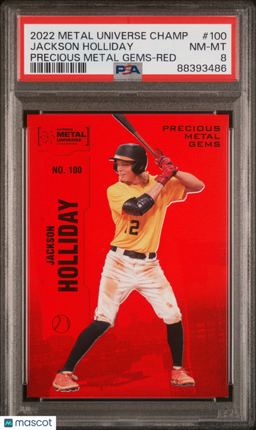 2022 Skybox Metal Universe Champions Jackson Holliday #100 Precious Gems Red PSA 8
