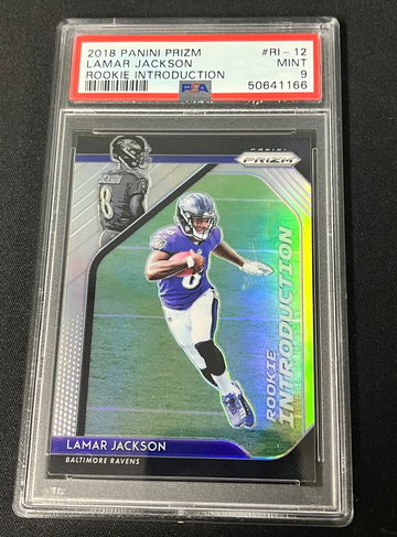 2018 Prizm rookie introduction Lamar Jackson PSA 9 # RI-12