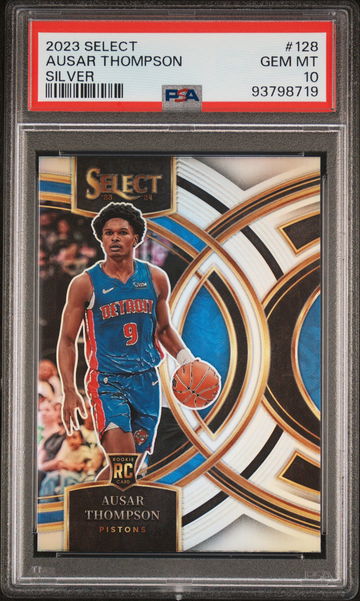 2023 PANINI SELECT AUSAR THOMPSON SILVER PRIZM #128 RC ROOKIE PSA 10