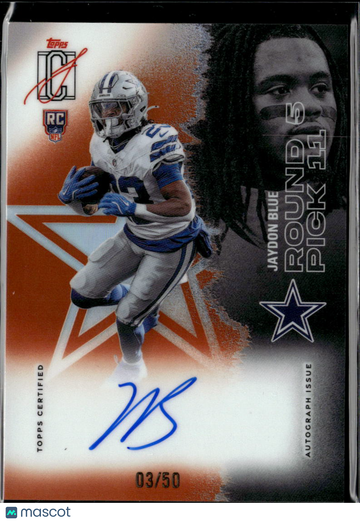 Jaydon Blue 2025 Topps Signature Class RC Auto /50 Dallas Cowboys