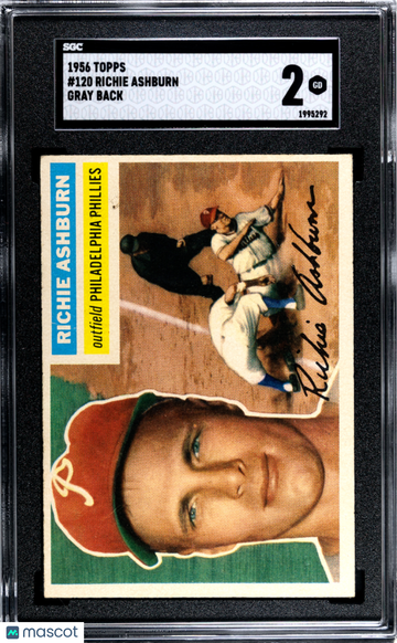 1956 Topps Richie Ashburn #120 Gray Back SGC 2