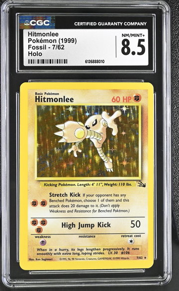 1999 Pokemon #7/62 Hitmonlee Fossil CGC 8.5