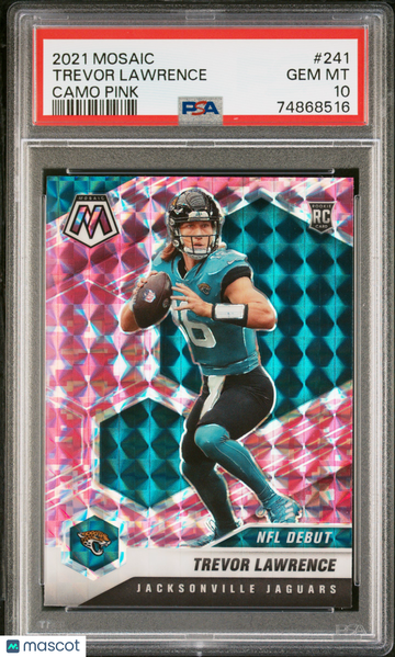 2021 Panini Mosaic Trevor Lawrence #241 Camo Pink Rookie PSA 10