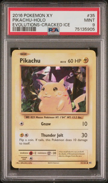 2016 Pokemon XY Cracked Ice Holo Pikachu #35 PSA 9