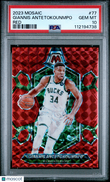 2023 Panini Mosaic Giannis Antetokounmpo #77 Red PSA 10