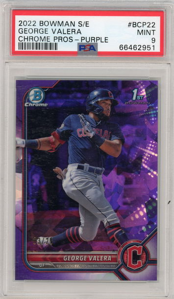 2022 Bowman Chrome Sapphire Edition George Valera Purple Sapphire Refractor #'d 03/25 PSA 9 MINT